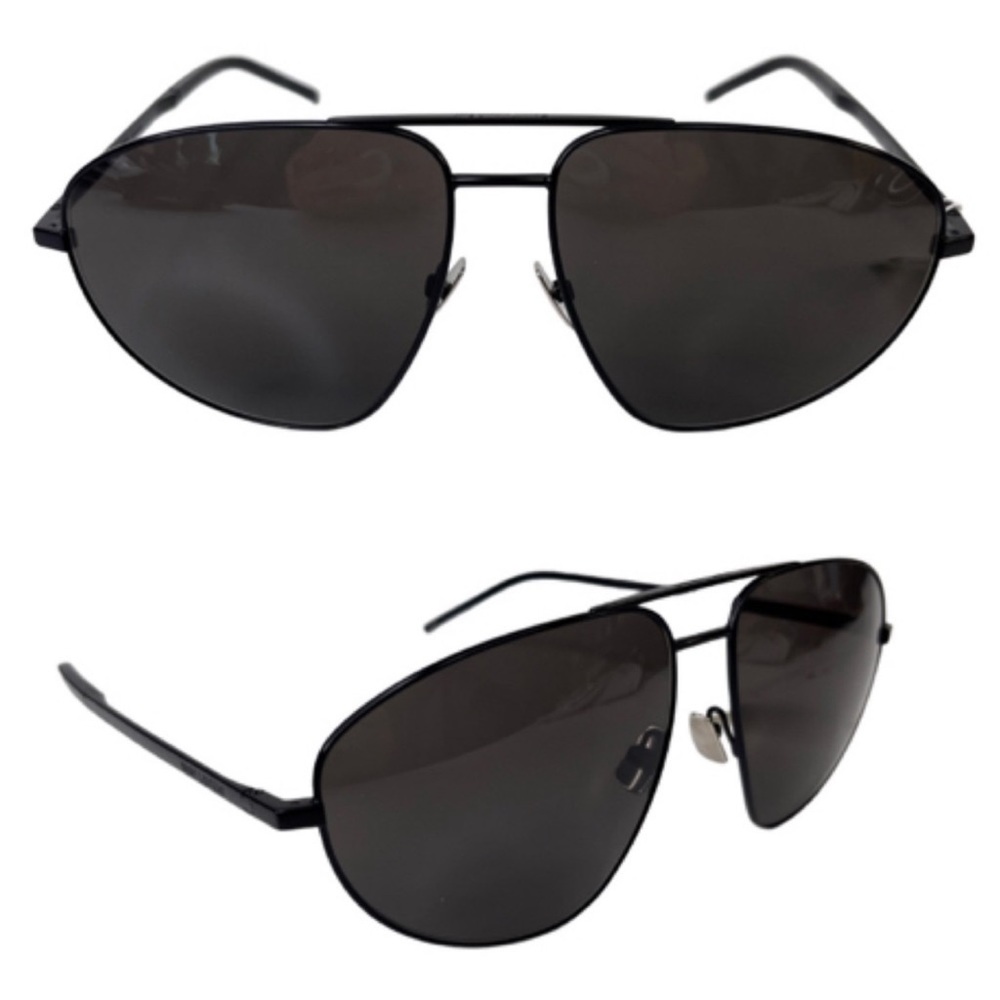 SAINT LAURENT Classic Aviator Sunglasses NEW 60mm Black Polarized - Picture 1 of 14